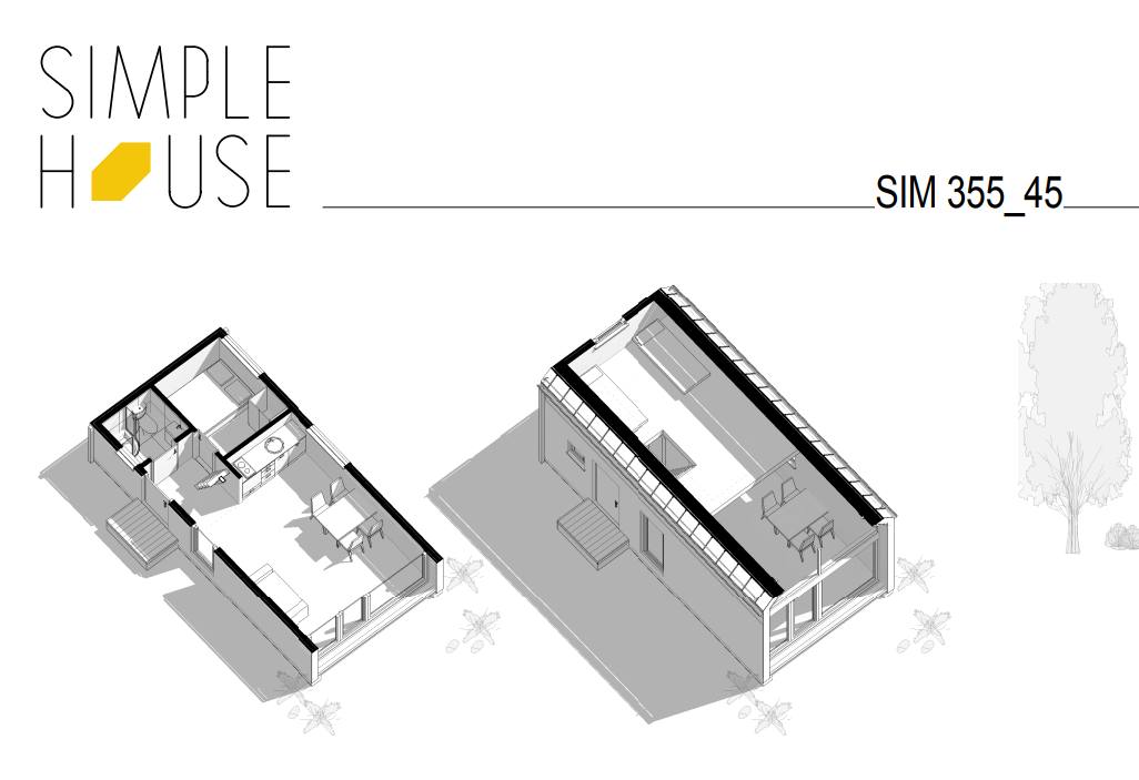 Rysunek całorocznego domku działkowego Simple House